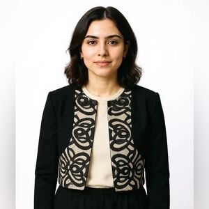 Yoana Baraschi Black and Cream Jacket with Intricate Design with tag
